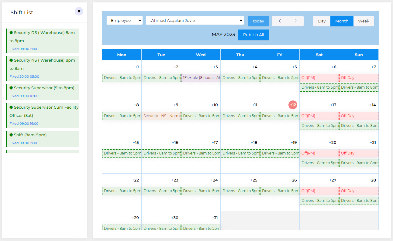 SMEPayroll Dashboard for Team Scheduling